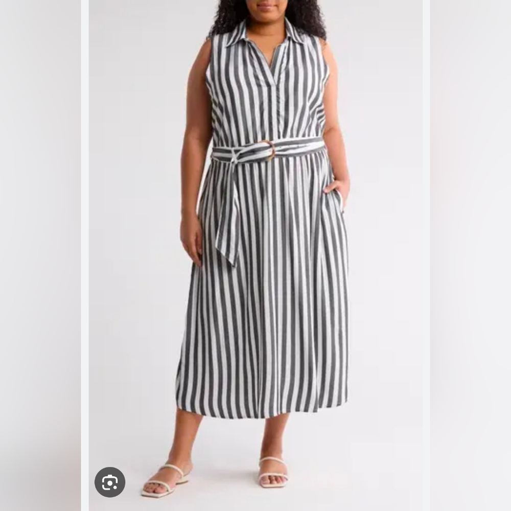 NWT Tahari Belted Maxi Shirtdress 1x